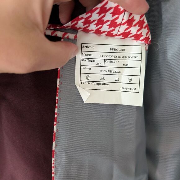 Sergio Valentino Burgundy Maroon Blazer Suit Jacket Size 48L - Picture 5 of 11